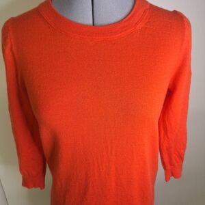 Crew Bright RedOrange Crewneck 100% Marino Wool Size Med/Sm